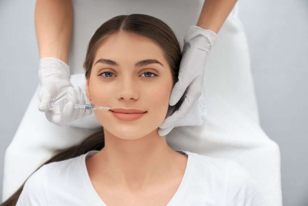 Lip filler augmentation procedure at a premium aesthetic clinic in Delhi